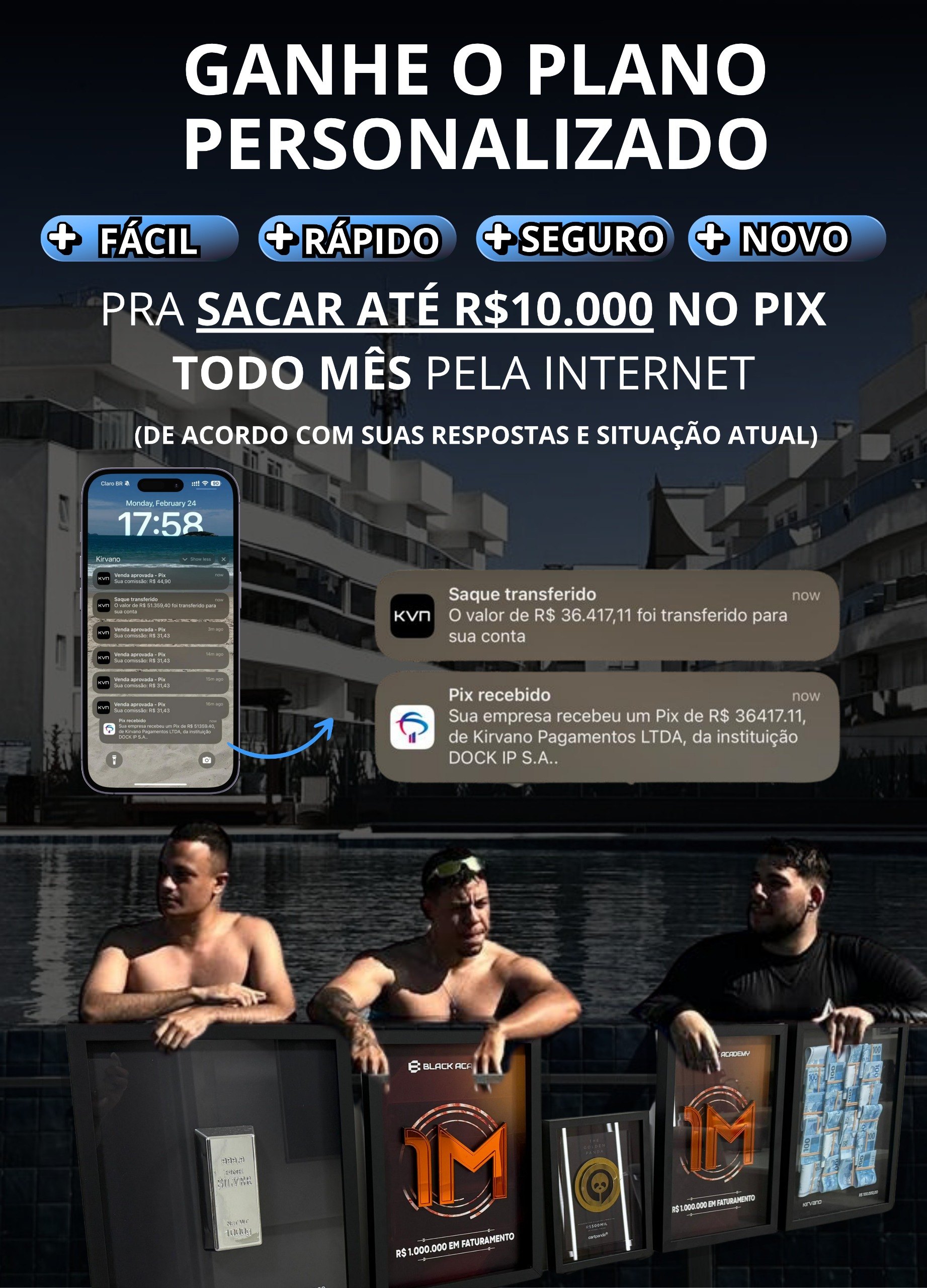 Ganhe o plano personalizado + fácil + rápido + seguro + novo pra sacar até R$10.000 no PIX todo mês pela internet